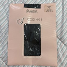 Vtg Fredericks Of Hollywood Black Lace Top Ultra Sheer Thigh Hi Stockings P /S