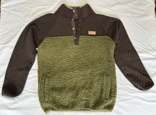 Women  s Simply Southern Fleece Pullover Green/Brown Size L