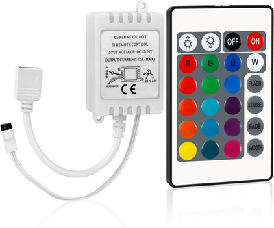 24 Keys Wireless RGB LED Controller with DC 12V/24V IR Remote Control Box for