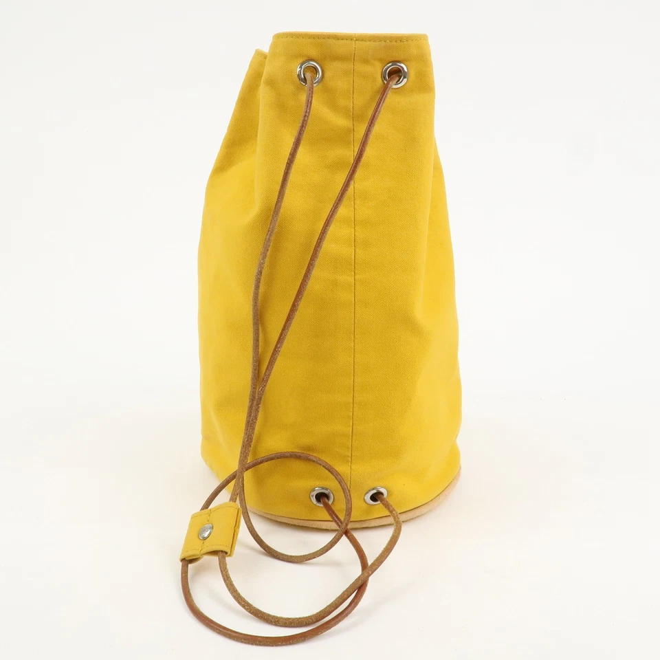 Mochila HERMES Lona Cuero Porochón Mimil PM Cordón Amarilla Auténtica Usada Envío Gratis Foto 2 de 4