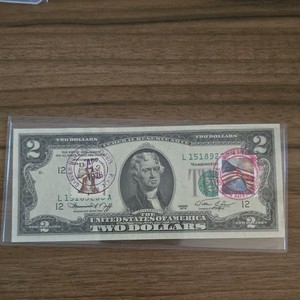 1976 $2 Bicentennial Banknote with Stamps and Postmarks