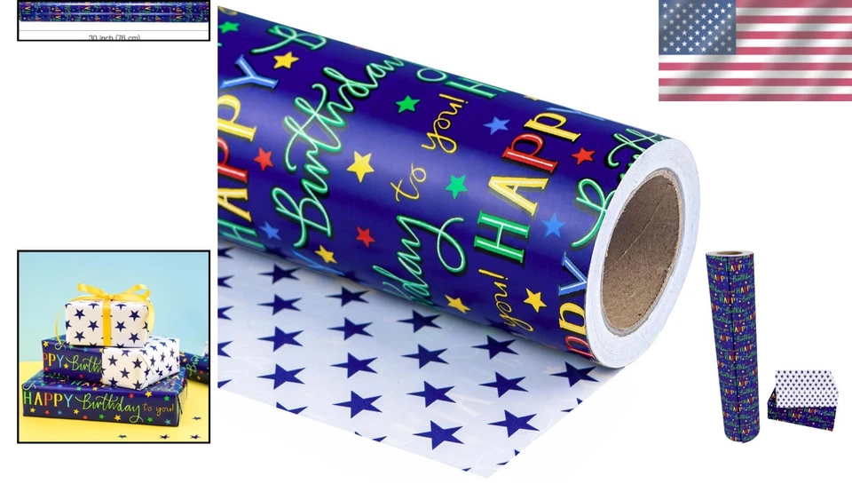 Premium Jumbo Birthday Wrapping Paper - 30'' x 100' - Perfect for Parties - Image 2 of 4