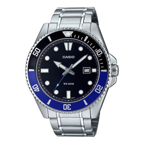 CASIO MDV-107D-1A2 "DURO" BLACK/BLUE QUARTZ ANALOG WATCH