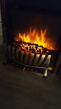  Electric Fireplace Stainless Steel 2KW Heater LED Fire Flame Gold . Remote Cont