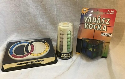 Vintage Babylon Tower + Hungarian Rings Puzzles 1982 + 2x2 Vadasz Cube Unopened