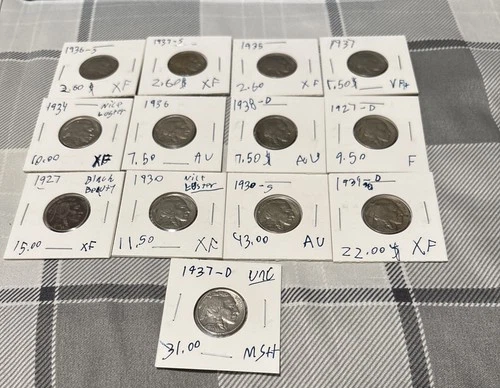 buffalo nickel Lot Of 13 Better Condition Buffalos  |F-MS Details 167 Book Value