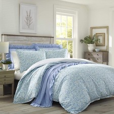 - Queen Duvet Cover Set, Reversible Cotton Bedding with Matching Shams, Light...