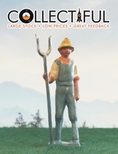 VINTAGE LEAD FIGURE - FARMER WITH PITCH FORK - BRITAINS SIZE   1481