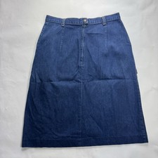 Vintage 70s 80s ROME Denim Midi Skirt High Waist Dark Wash 28 Waist USA