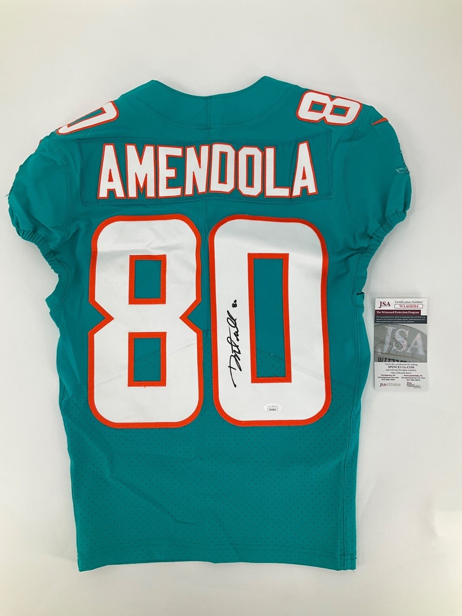 80 DANNY AMENDOLA MIAMI DOLPHINS SIGNED NIKE TEAM ISSUED JERSEY SZ