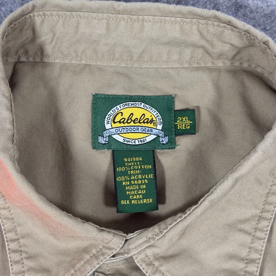 Cabelas Outdoor Gear Hunting Hi-vis Long Sleeve Shirt Men's Size 2XL XXL Brown - Image 3 of 4