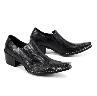 Men's Leather Business Pointy Toe Oxfords Faux Pattern Shoes Casual Dress Formal