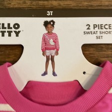 Hello Kitty 2 Piece Sweat Short Set, Girls SZ 3T Attached Cross Bag
