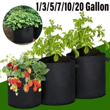 5 Pk Plant Grow Bags Fabric Pot Nursery Soil Bag with Handles Thickened Nonwoven