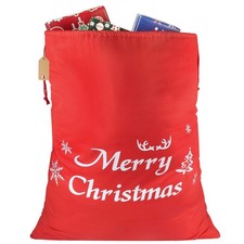 Large Cotton Christmas Bag 32x28 inch Fabric Drawstring Santa Sack Reusable C...