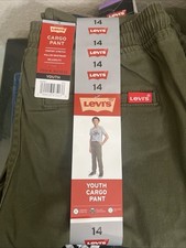 Levi's Cargo Pant Youth 14 Green Stretch Pull-On Tapered Leg Casual 28x31 NEW