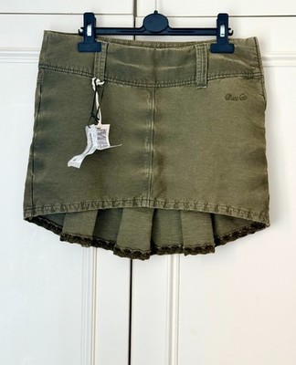 Miss Sixty Y2K Mini Skirt ''Alexia'' Khaki Olive Green Size Small - NEW with Tags