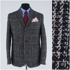 Mens Check Knitted Blazer 40R UK Size JOE BROUNS Grey Sport Coat Jacket