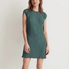 Madewell Green Plissé  Pleated Mini Tee Shift Dress Size 0