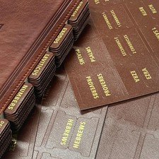 Bible Tabs for Women and Men - Leather Paper Bible Index Tabs - Large Gold Fo...