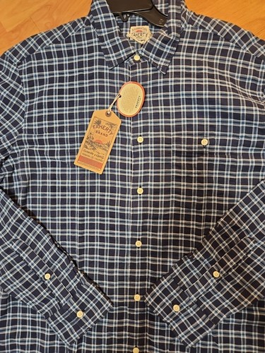 Faherty Tropical Plaid Long Sleeve Navy Vista Shirt Size XLarge $158 - Picture 7 of 9