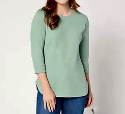 New Denim & Co. Essentials Waffle Knit Round Neck 3/4 Sleeve Top / 3XL