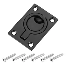 Flush Ring Pull 2.48"x1.73" Square Recessed Door Pull with Screw Black New