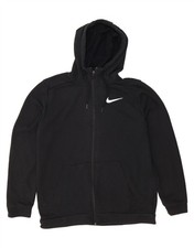 NIKE Mens Dri Fit Zip Hoodie Sweater Medium Black Polyester CH02