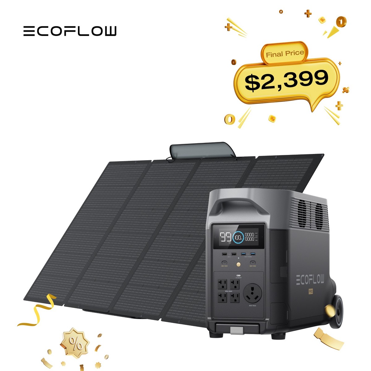 EcoFlow DELTA Pro 3600Wh Portable Power Station+400W Solar Panel