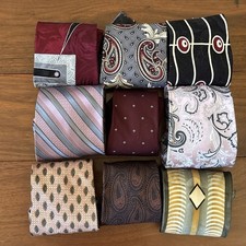 9 Pc Designer Mens Silk Neckties Tie LOT Wholesale Bulk Collectors Crafts Career
