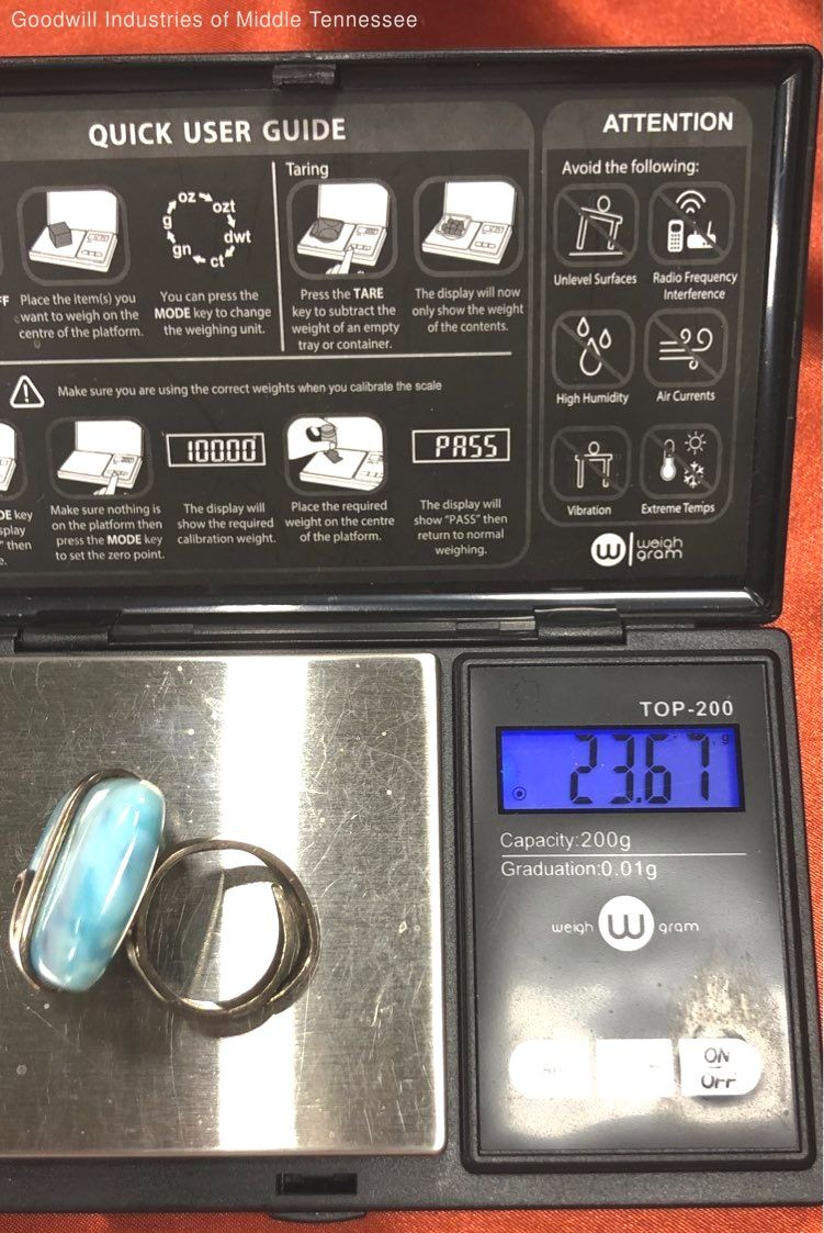 Sterling Silver Larimar Adjustable Ring Size 9 As… - image 5