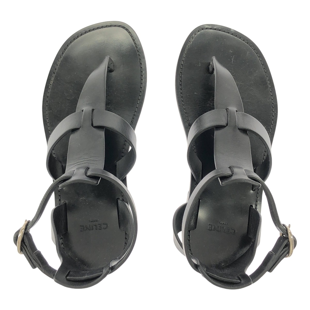 Celine Ankle Strap Flat Sandals Black Women's Size EU36/US6 image 4
