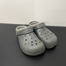 CROCS Classic Lined Clog Unisex Adult Women Sz 7 Men Sz 5 Gray Faux Fur Lined