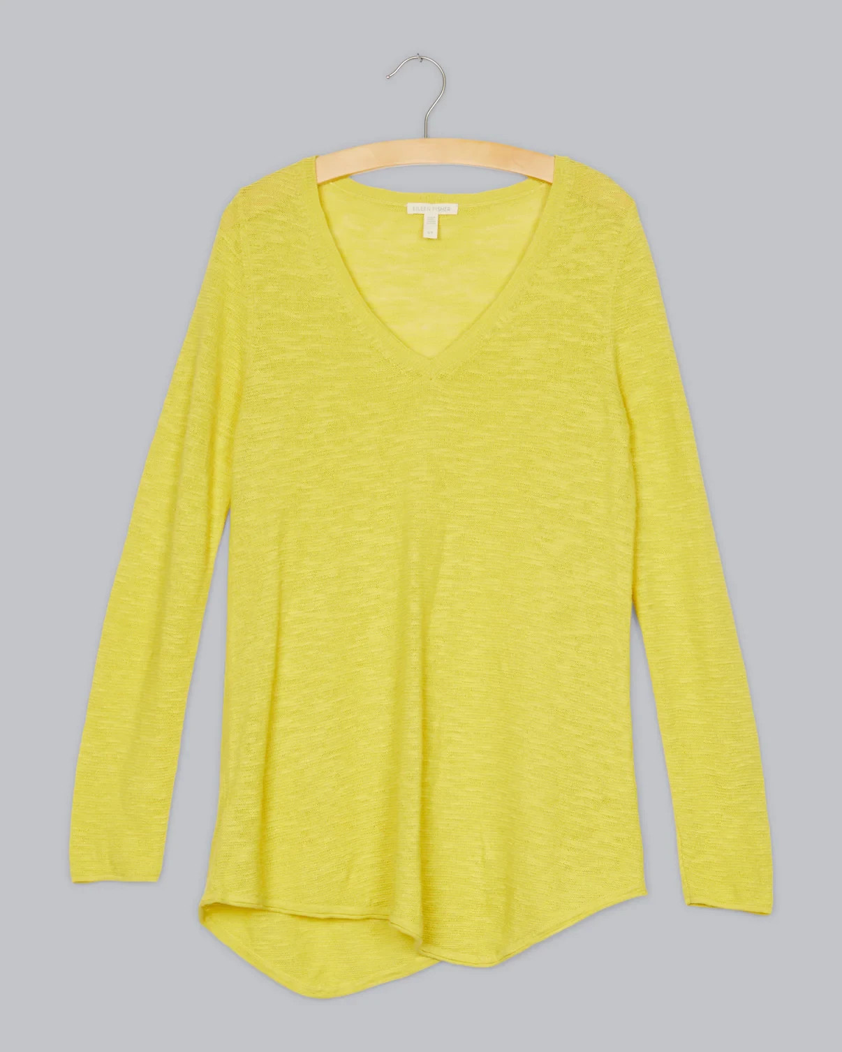 Eileen Fisher Organic Cotton Linen V Neck Pullover Sweater Lightweight Size PM