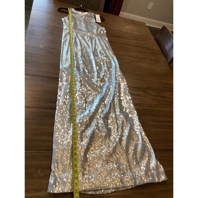 galvan silver sequin dress Galvan London 1230 reflection Silver Sequin Racerback Column Gown Dress 8 NWT