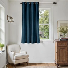 Room Darkening Linen Textured Curtain 54 Inch Length for Living Room Room Darken