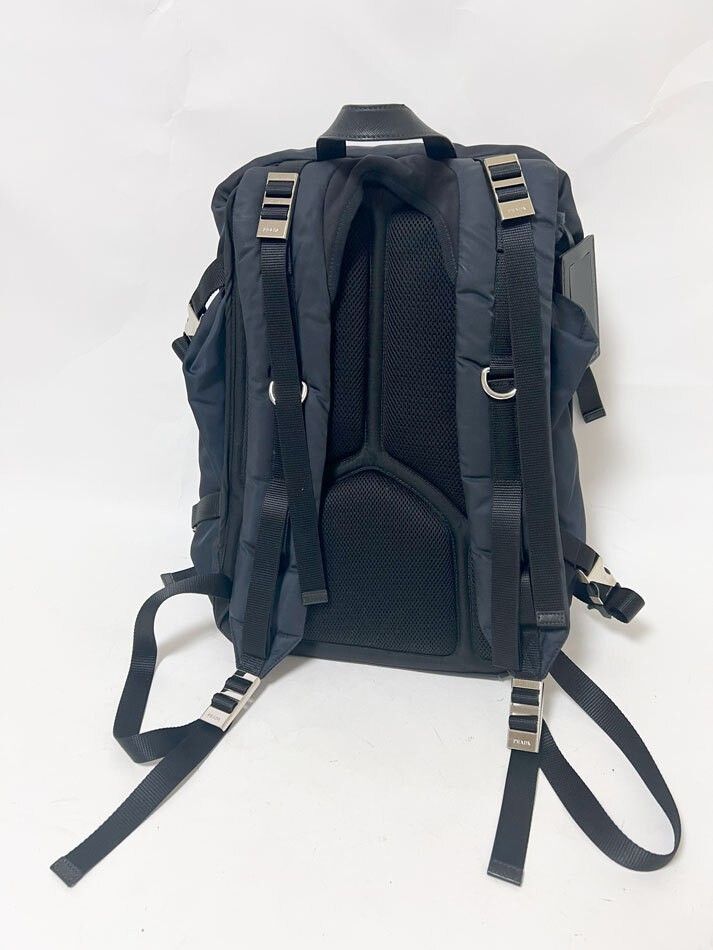 PRADA Rucksack Backpack Rucksack Nylon Saffiano Leather Navy 2VZ028 Used from ja thumbnail 3