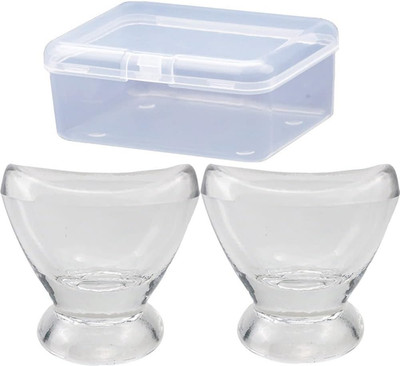   2Pcs Transparent Glass Eye Wash Cup for Eye Rinse,Cleansing with Storage Conta