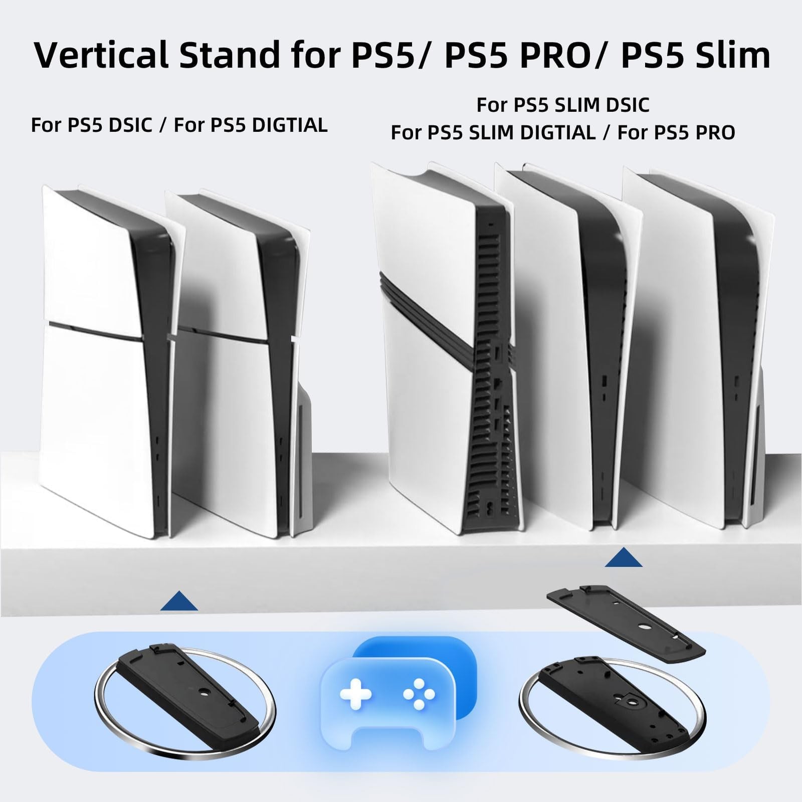 Base Verticale PS5 pour Bureau Gaming Stand Fixe Salon Minimaliste - 3