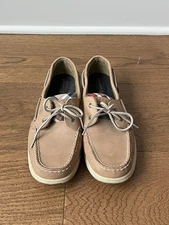 Sperry Top Siders Women's Size 9.5 Khaki Plaid Preppy Bluefish Oxford Boat Shoes
