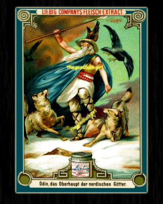 ODIN w/ 2 WOLVES 2 BLACK CROWS 8x10 Viking God Norse Legends ART Print