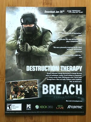 BREACH Xbox 360 PC 2010 Print Ad/Poster Official Advertisement Promo Art Rare!