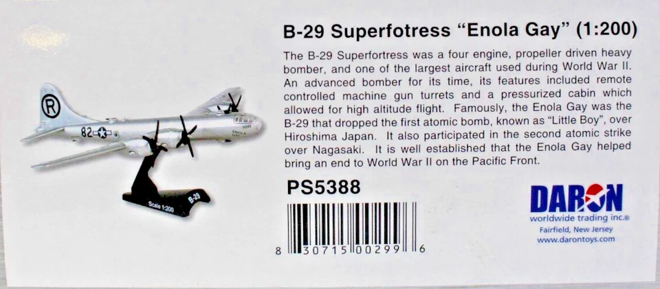 B-29 Superfortress USAAF 509th Composite Group Enola Gay Daron PS5388 New in Box - Image 2 of 2