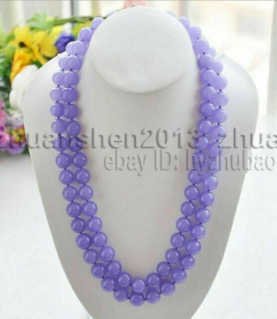 25英寸36英寸50英寸6/8/10/12毫米紫水晶/海蓝宝石圆珠结项链 — 第 4/4 张图片