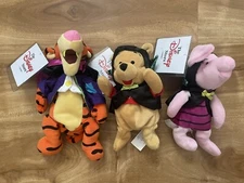 Uk Disney Winnie The Pooh, Tigger, Piglet Halloween Bean Plush Lot 3