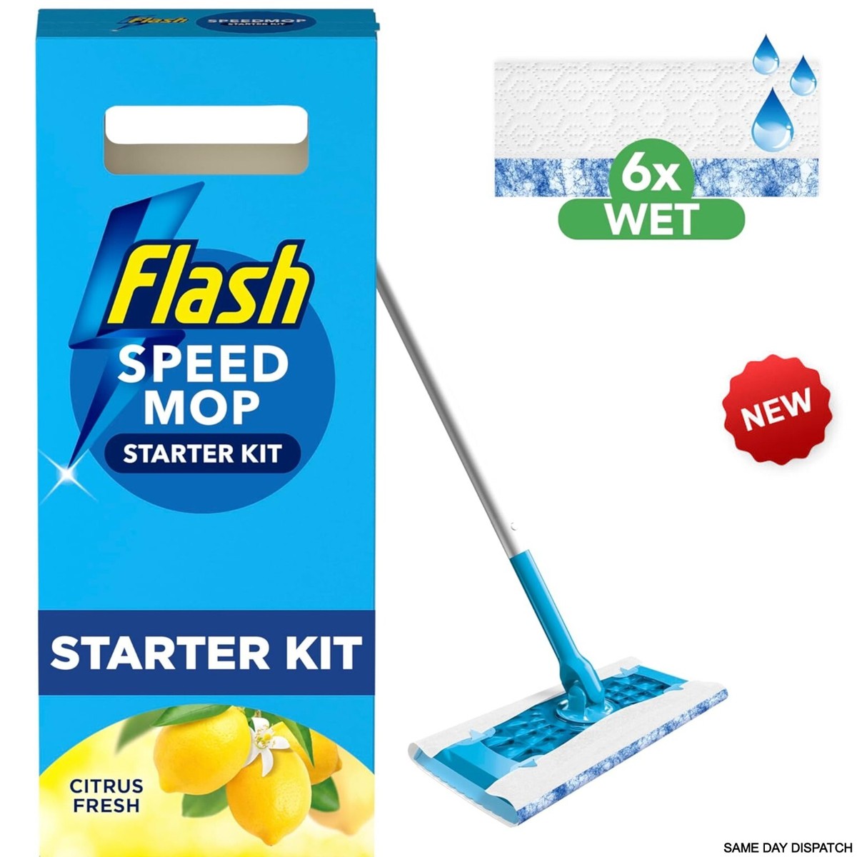Flash Speedmop Sweeping Pad Starter Kit Lemon/Wild-Orchild Refills Scent Various - Foto 8