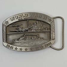 WWII 50th Anniversary Belt Buckle Military Made In USA Buckles of America 3308
