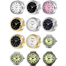 Ring Watch for Women Men Analog Quartz Adjustable Open Ring Band Finger Watch