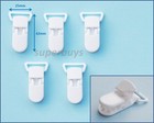 5pc White Plastic Suspender Bib Pacifier Dummy Clips Buckles Ribbon Baby KAM