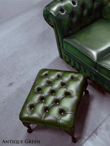 Footstool Chesterfield Queen Anne Italian Premium Quality Leathers Traditional - Picture 14 of 16